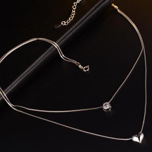 *NEW 925 Sterling Silver Diamond Heart Necklace B - Picture 4 of 8